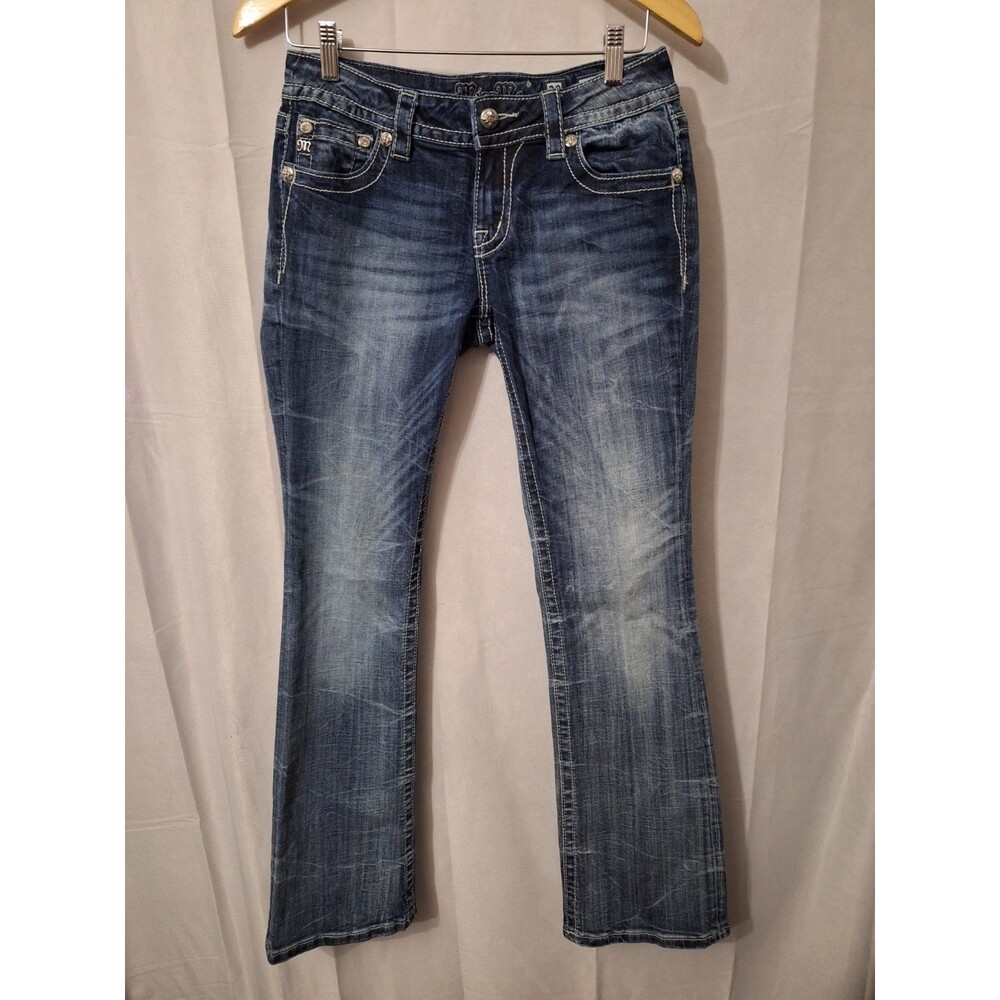 Miss Me Signature Boot Low Rise Boot Cut Jeans Sz 28 Studded Embellished Western